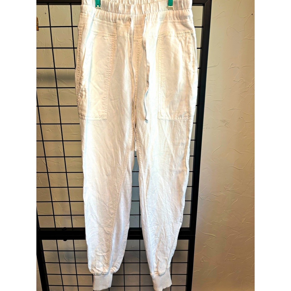Standard James Perse Womens White Jogger Pants Drawstring Elastic Waist Pockets